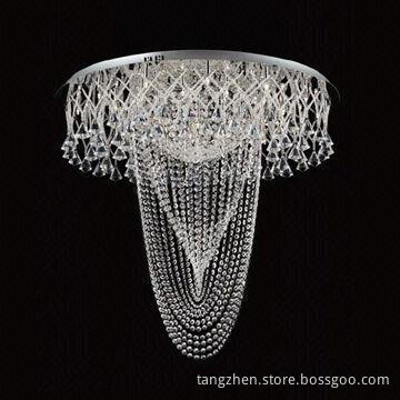 Modern simple LED K9 crystal round ceiling light with good quality and low price